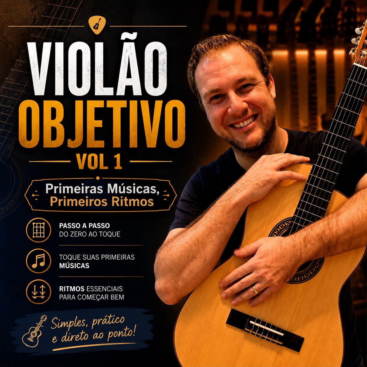 Henrique Regiani demonstrando violão no curso online